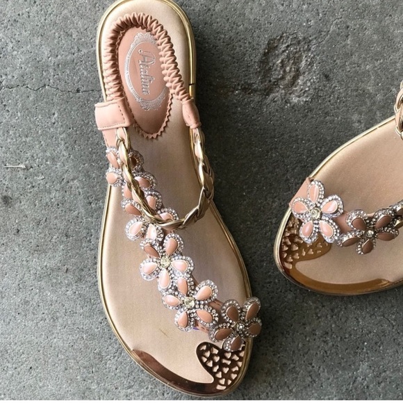 NEW COLOR!  Italina Floral Daisy Rhinestone Flat Sandal - Picture 8 of 12